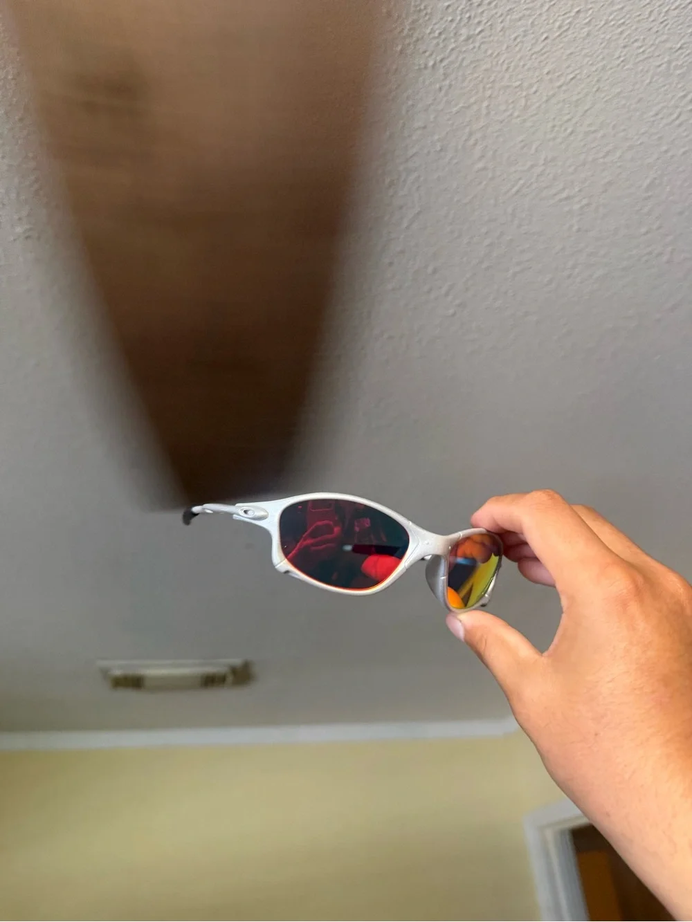 Oakley White Frame Sunglasses with Red/Gold Mirror Lenses oakleys